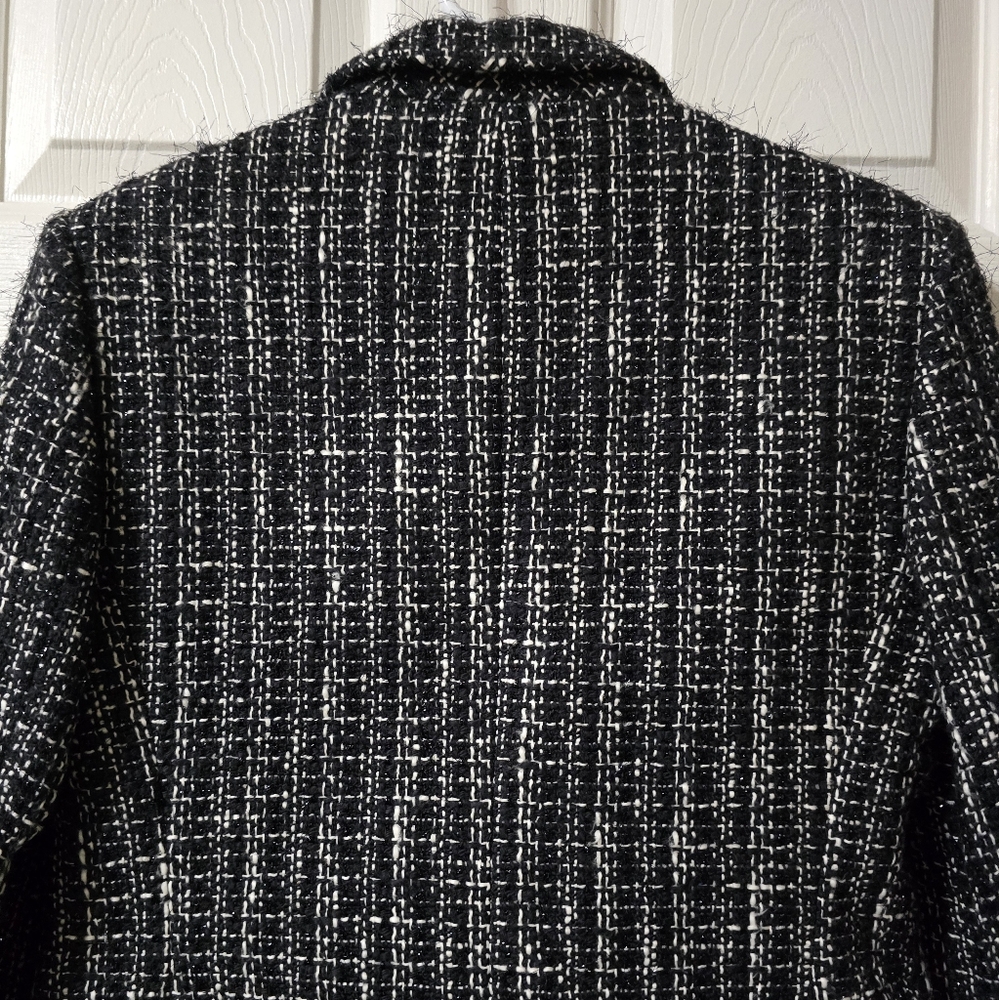 NWT Nicola Made in Italy Black & White Tweed Blazer/Jacket w/ Metallic Threading - Picture 5 of 16